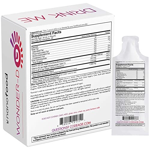 Codeage Liposomal Vitamin D3 Liquid Supplement Sachet, Wonder-D C...