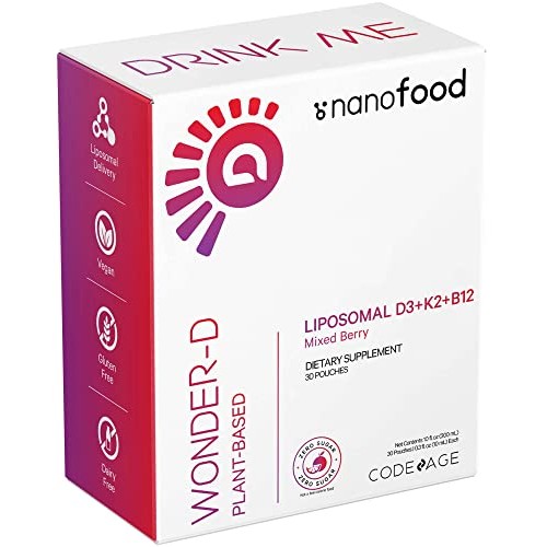 Codeage Liposomal Vitamin D3 Liquid Supplement Sachet, Wonder-D C...