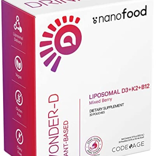 Codeage Liposomal Vitamin D3 Liquid Supplement Sachet, Wonder-D C...