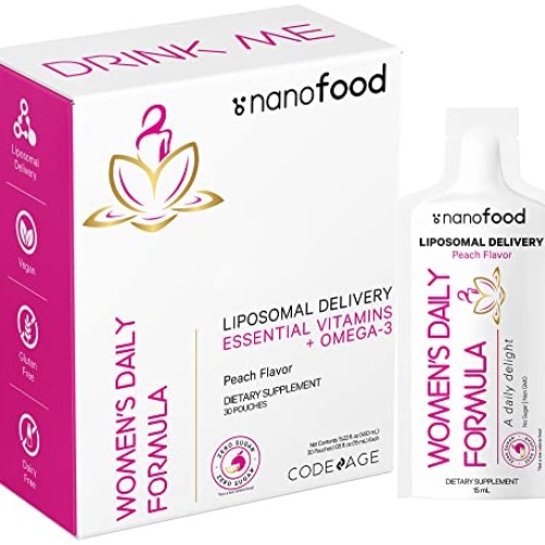 Codeage Liposomal Womens Daily Vitamins Liquid Pouch Formula, Ve...