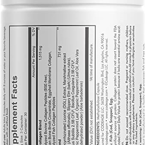 Codeage Multi Collagen + Gut Blend Supplement – Digestive Probiot...