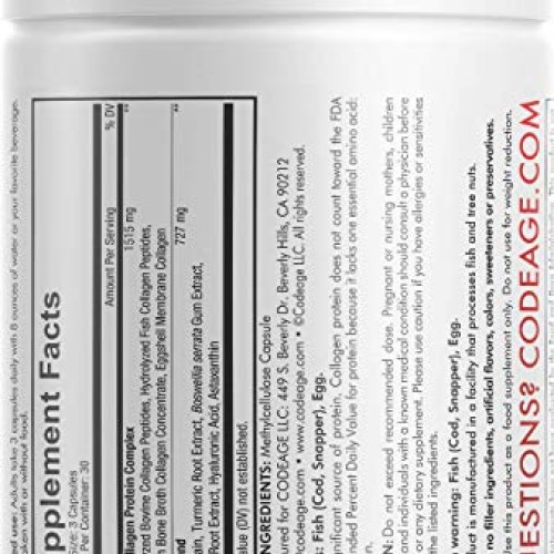 Codeage Multi Collagen Protein + Joint Blend, Astaxanthin, Bromel...