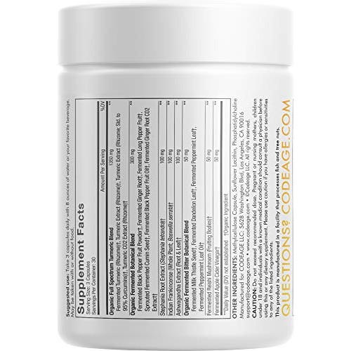 Codeage Organic Turmeric Supplement - 95% Curcumin Extract Pills ...