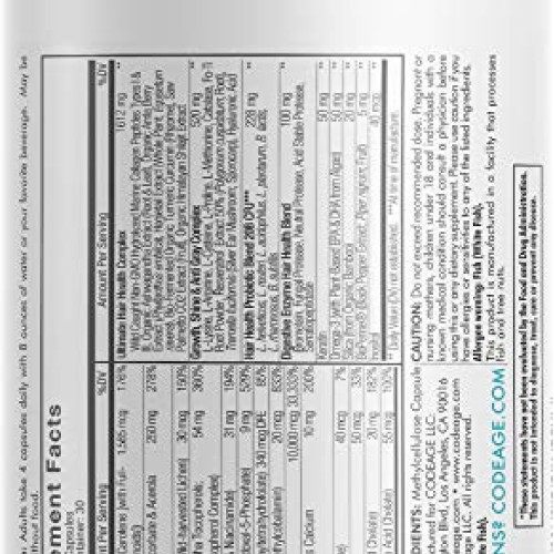 Hair Vitamins, Biotin, Keratin Supplement –Collagen, Vitamin A, B...