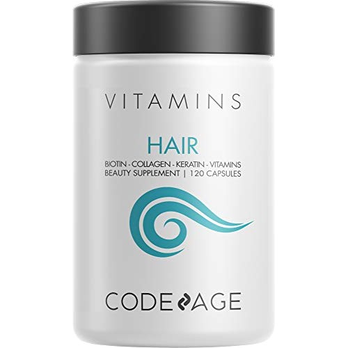 Hair Vitamins, Biotin, Keratin Supplement –Collagen, Vitamin A, B...