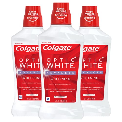 Colgate Optic White Alcohol Free Whitening Mouthwash, 2% Hydrogen...