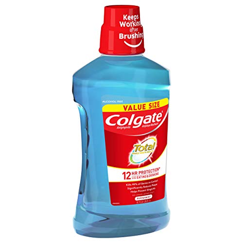 Colgate Total Alcohol Free Mouthwash for Bad Breath, Antibacteria...