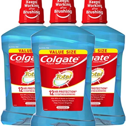 Colgate Total Alcohol Free Mouthwash for Bad Breath, Antibacteria...