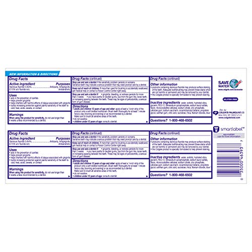 Colgate Total Toothpaste Whitening Gel, Whitening Mint, 2-Pack, 9...