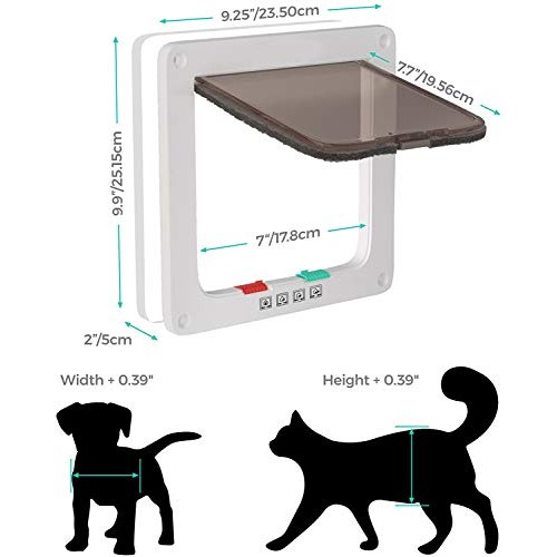 COLIBROX Cat Door for Big Cats and Small Dogs 7.5 x 7.8 Inch Larg...