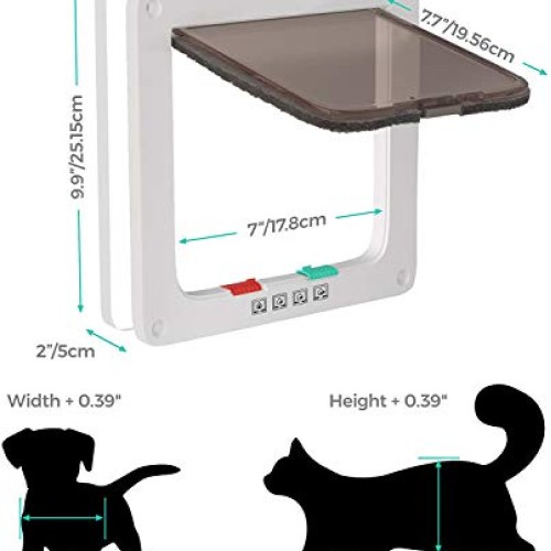 COLIBROX Cat Door for Big Cats and Small Dogs 7.5 x 7.8 Inch Larg...