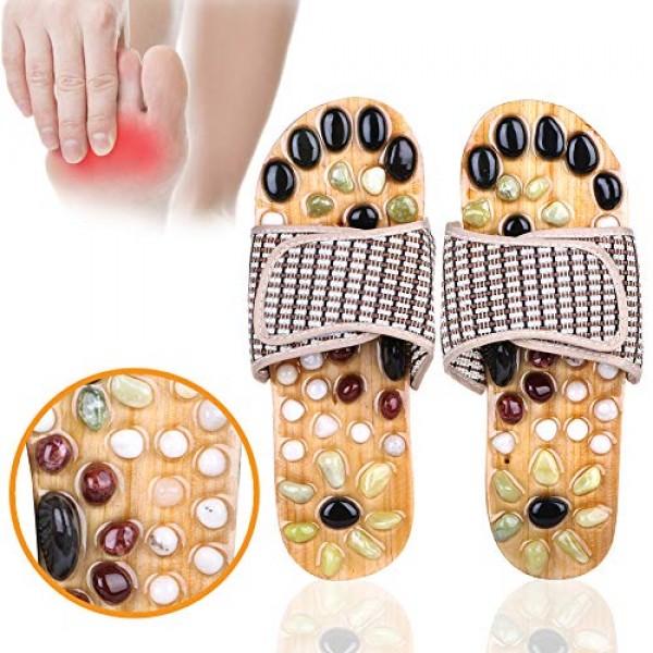 Acupressure Massage Slippers with Earth Stone, Therapeutic Reflex...