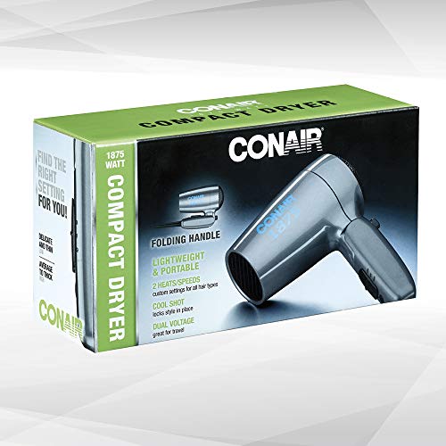 Conair 1875 Watt Compact Dual Voltage Travel Hair Dryer with Fold...