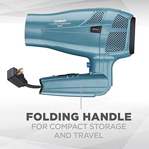 Conair 1875 Watt Cord Keeper Travel Hair Dryer with Folding Handl...
