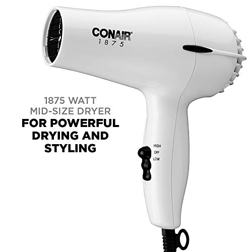 Conair 1875 Watt Mid-Size Styler Hair Dryer, White
