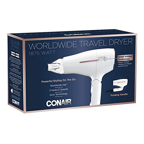 Conair 1875 Watt Worldwide Travel Hair Dryer with Smart Voltage T...
