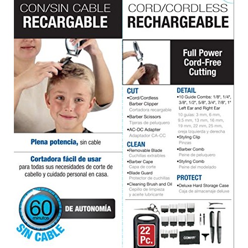 Conair Corded/Cordless Rechargeable 22-piece Home Haircut Kit