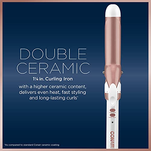 Conair Double Ceramic 1 1/4-Inch Curling Iron, White/Rose Gold