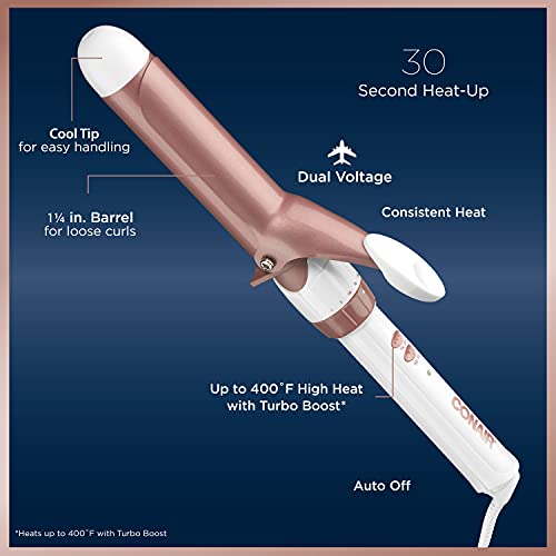 Conair Double Ceramic 1 1/4-Inch Curling Iron, White/Rose Gold