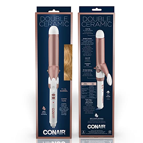 Conair Double Ceramic 1 1/4-Inch Curling Iron, White/Rose Gold