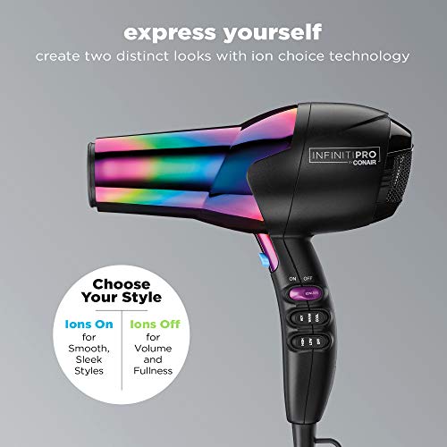 Conair INFINITIPRO 1875 Watt Ion Choice Hair Dryer, Rainbow Chrom...