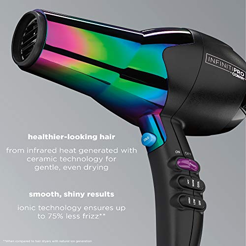 Conair INFINITIPRO 1875 Watt Ion Choice Hair Dryer, Rainbow Chrom...