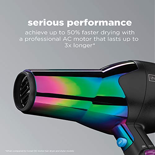 Conair INFINITIPRO 1875 Watt Ion Choice Hair Dryer, Rainbow Chrom...