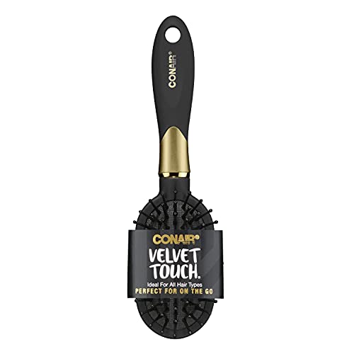 Conair Velvet Touch Hair Brush, Cushion, Mid-Size- Colors May Vary