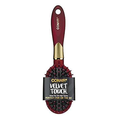 Conair Velvet Touch Hair Brush, Cushion, Mid-Size- Colors May Vary