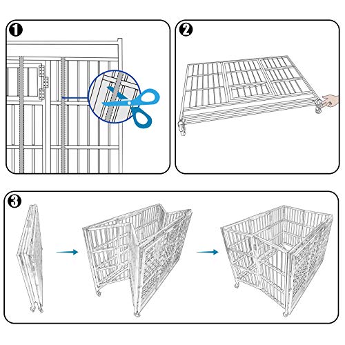 Confote 37” Heavy Duty Stainless Steel Dog Cage Kennel Crate and ...