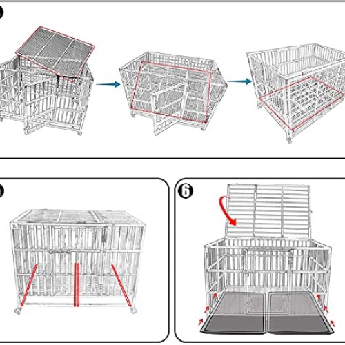 Confote 37” Heavy Duty Stainless Steel Dog Cage Kennel Crate and ...