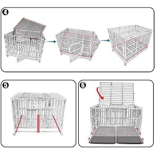 Confote 37” Heavy Duty Stainless Steel Dog Cage Kennel Crate and ...