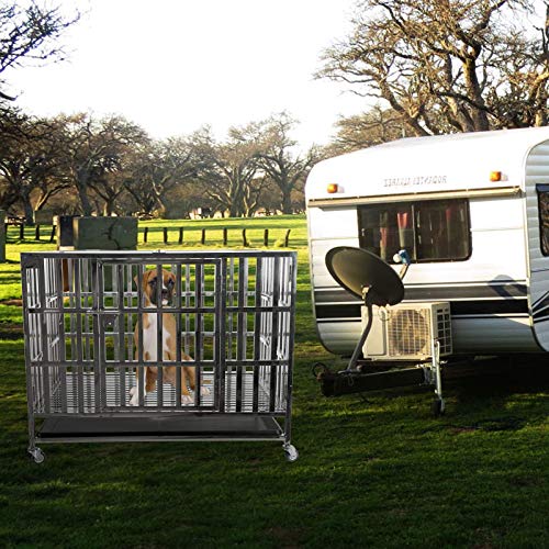 Confote 37” Heavy Duty Stainless Steel Dog Cage Kennel Crate and ...