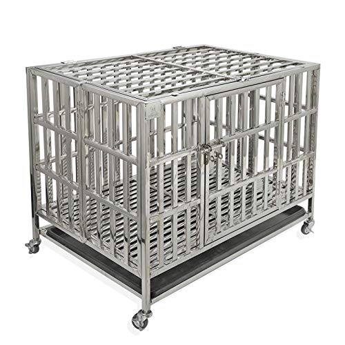 Confote 37” Heavy Duty Stainless Steel Dog Cage Kennel Crate and ...