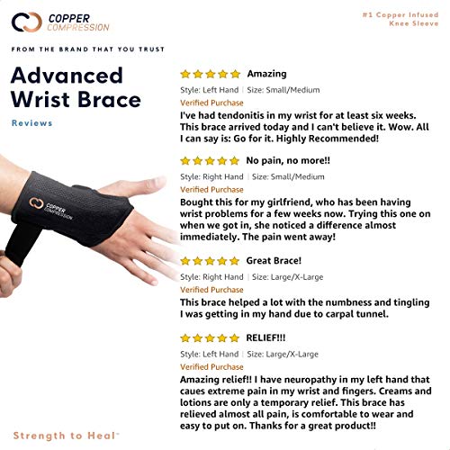 Copper Compression Recovery Wrist Brace - Guaranteed Highest Copp...