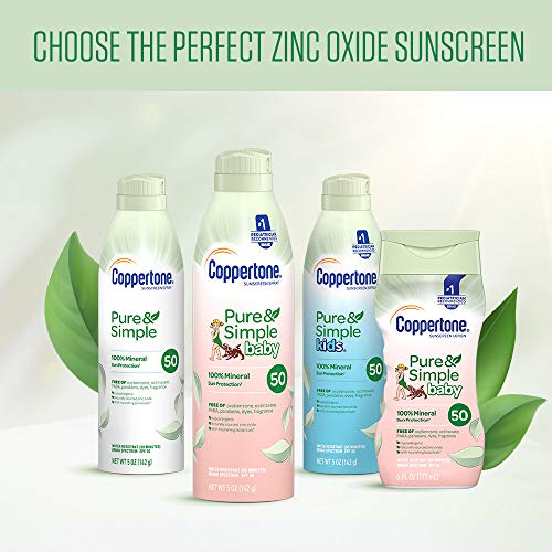Coppertone Pure Simple Baby Mineral Spf 50 Spray Sunscreen Zinc O...