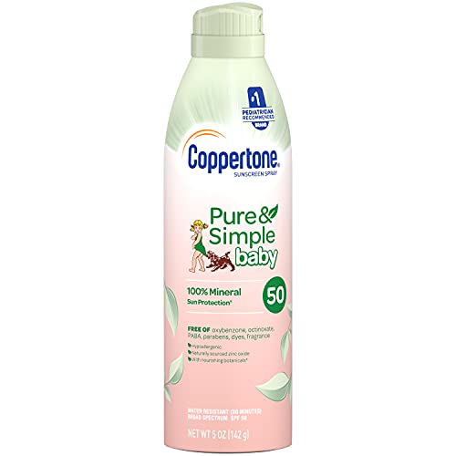 Coppertone Pure Simple Baby Mineral Spf 50 Spray Sunscreen Zinc O...
