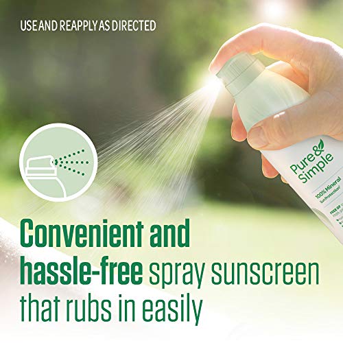 Coppertone Pure Simple Mineral SPF 50 Sunscreen Spray Zinc Oxide ...
