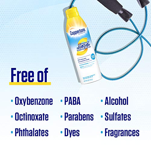 Coppertone Sport Mineral SPF 50 Sunscreen Spray Zinc Oxide Sunscr...
