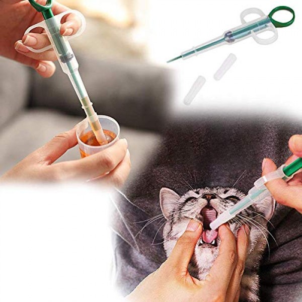 6PCS Pet Dog Cat Capsule Tablet Pill Box Push Button,Feeding Syri...