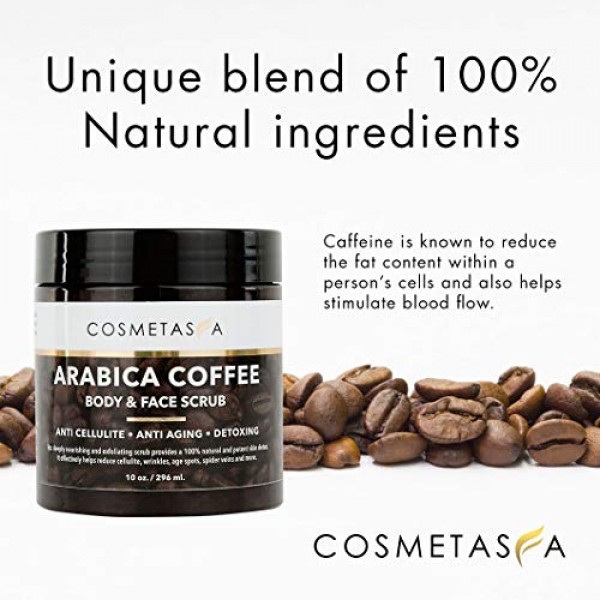 Arabica Coffee Body & Face Scrub- with Exfoliating Glove 100% Nat...