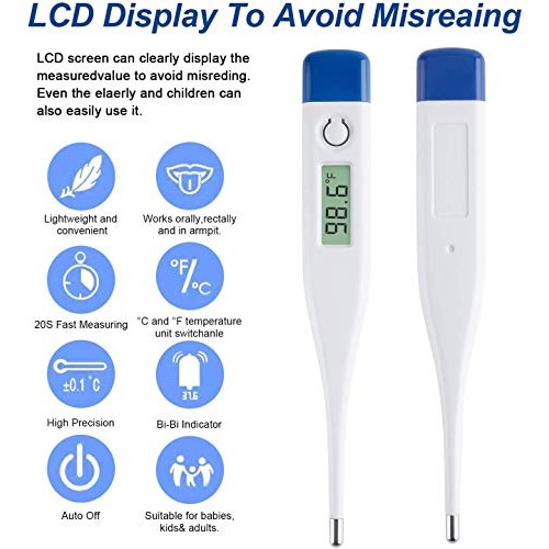Electronic Oral Thermometer, Digital Thermometer, Rectal and Oral...