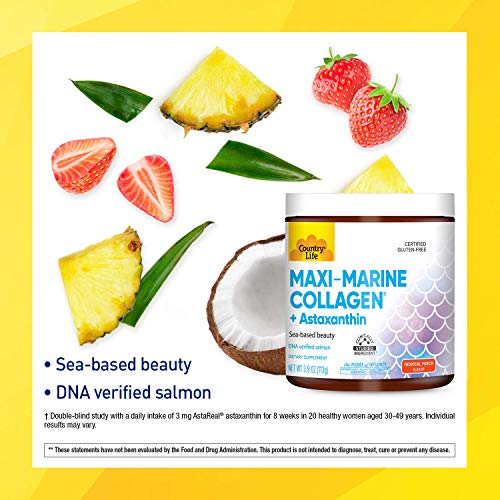 Country Life Maxi Marine Collagen + Astaxanthin - Tropical Punch ...