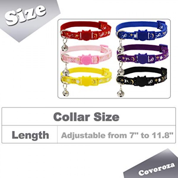 6 Pack Breakaway Cat Collar with Bell Gold Moon and Star Glow in ...