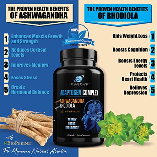 Organic Ashwagandha, Rhodiola Rosea, Black Pepper Extract to Impr...