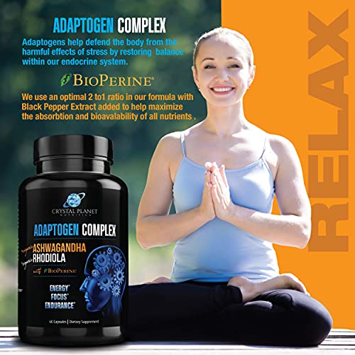 Organic Ashwagandha, Rhodiola Rosea, Black Pepper Extract to Impr...