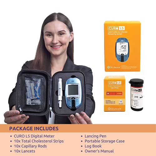 O2 Lifecare CURO L5 Cholesterol Test Kit - at Home Blood Testin...