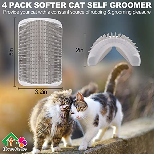 Cat Self Groomer Brush Upgraded 4 PACK, Self-Cleaning All-In-One ...