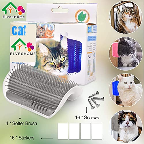 Cat Self Groomer Brush Upgraded 4 PACK, Self-Cleaning All-In-One ...