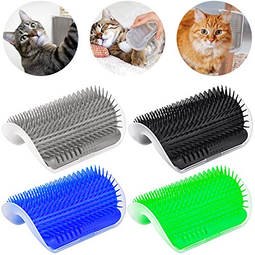 Cat Self Groomer Brush Upgraded 4 PACK, Self-Cleaning All-In-One ...
